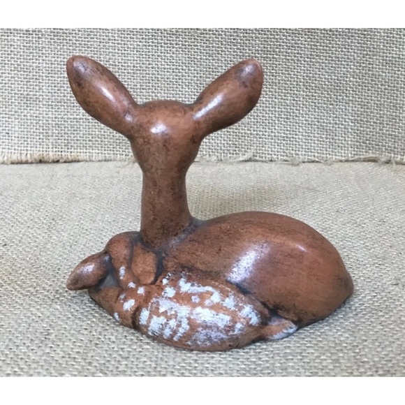 Vintage Mama And Baby Deer Ceramic Figurine Fairy Cottage Goblin Core Woodland - Picture 4 of 7